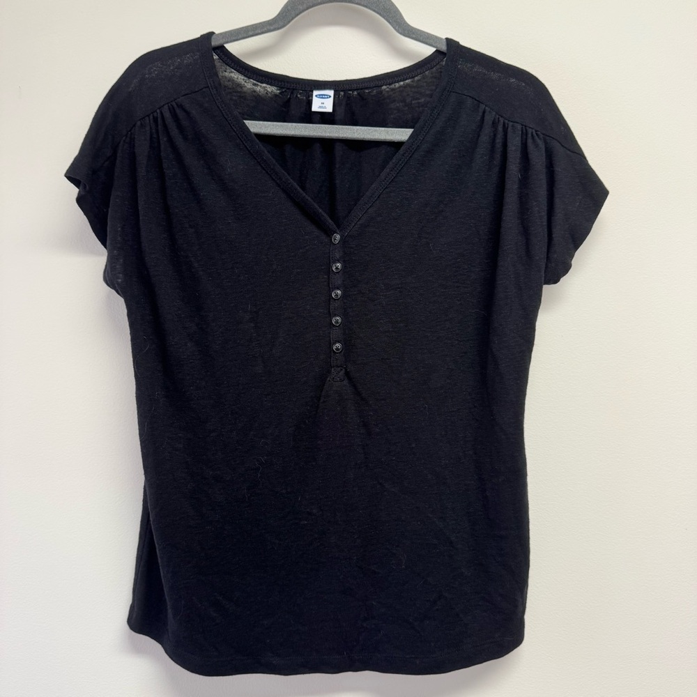 Old Navy Black Short Sleeve Henley Top Size XS